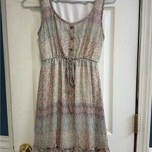Traciel Small- Boho Sleeveless Dress with Button Accents